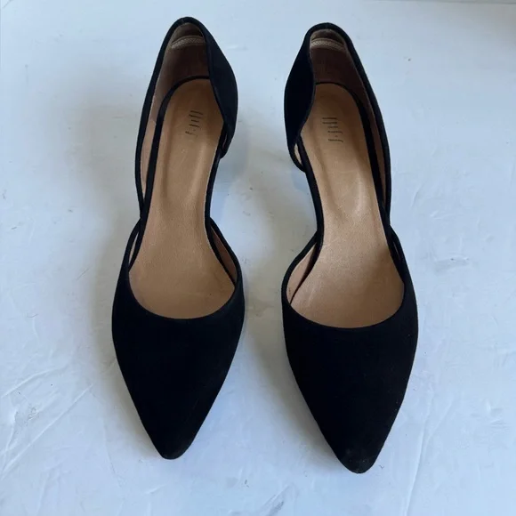 Black suede shoes are J.Jill Marlowe d'Orsay kitten heels.  Size 8 - Picture 2 of 12
